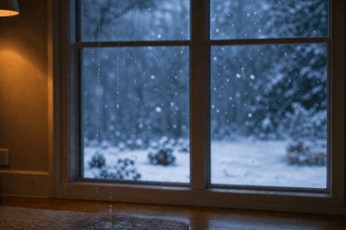 Cozy Winter Scene With Active Roof Leak-1
