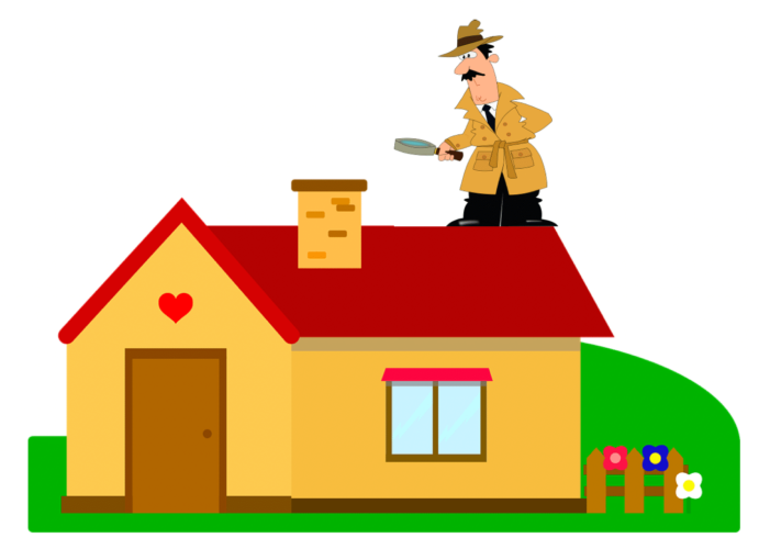 Illustration Of A Detective Inspecting A Roof