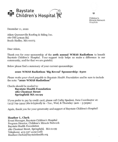 WMAS Radiothon Sponsorship Letter