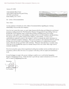 Hampshire Property Management letter of recommendation