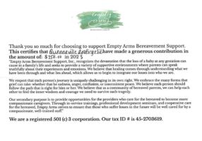 Empty Arms Bereavement Support Donation Letter