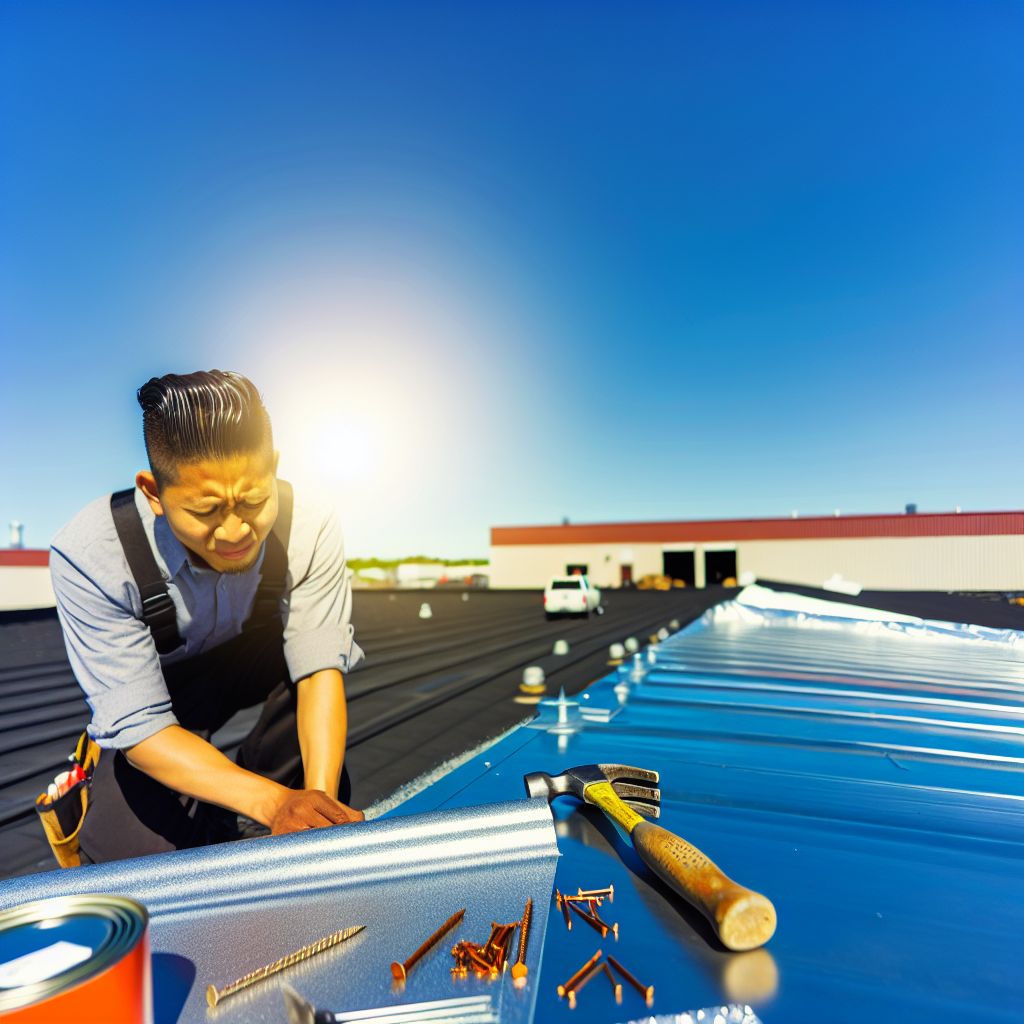 a man working on a roof
