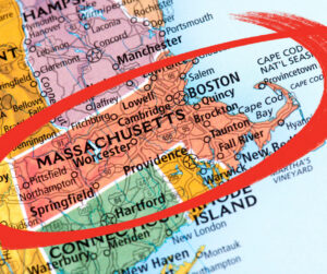 map of new england with massachusetts circled