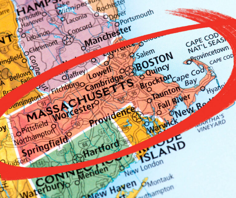map of new england with massachusetts circled